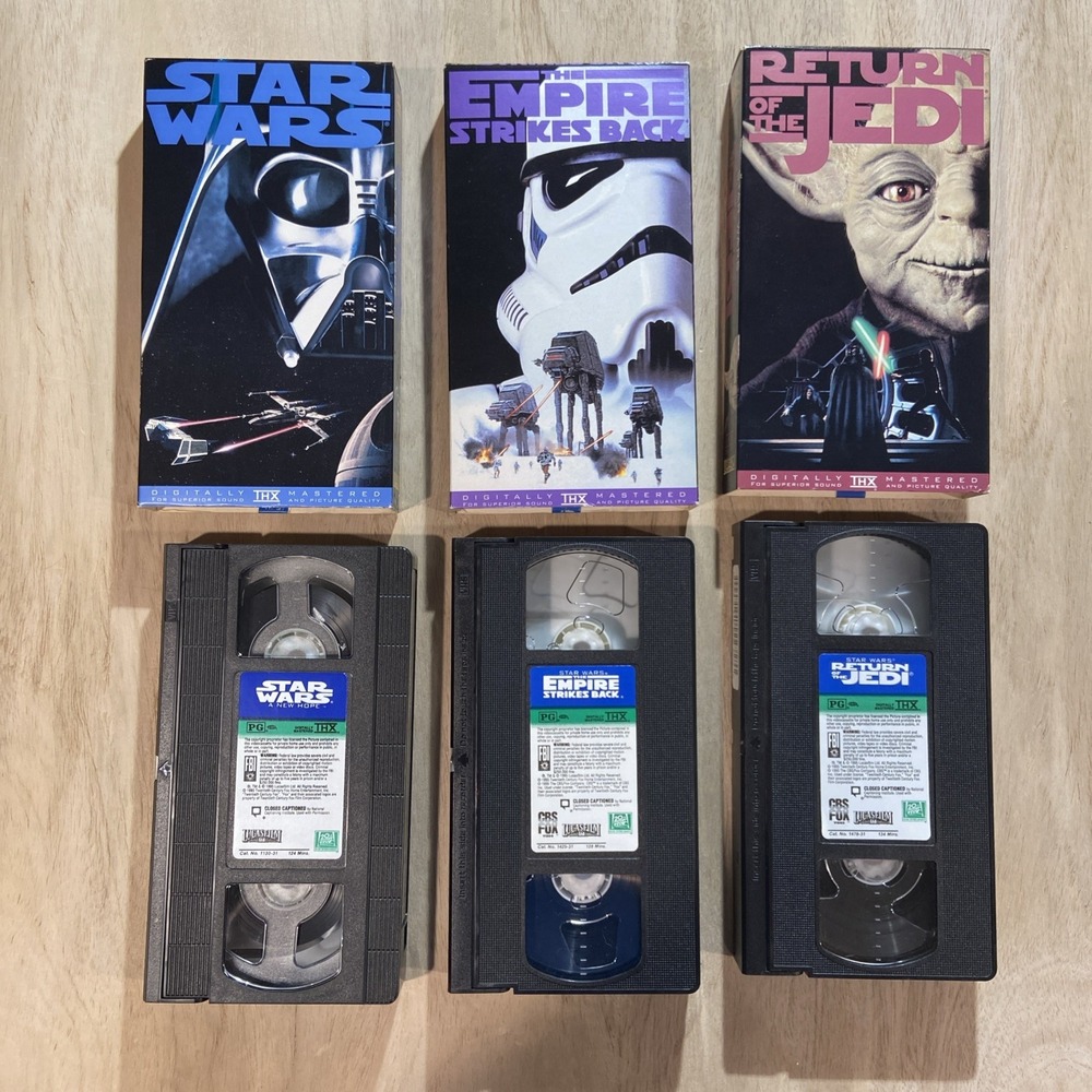 A New Hope, Return of the Jedi, Empire Strikes Back, Sci-Fi Movie, VHS tape